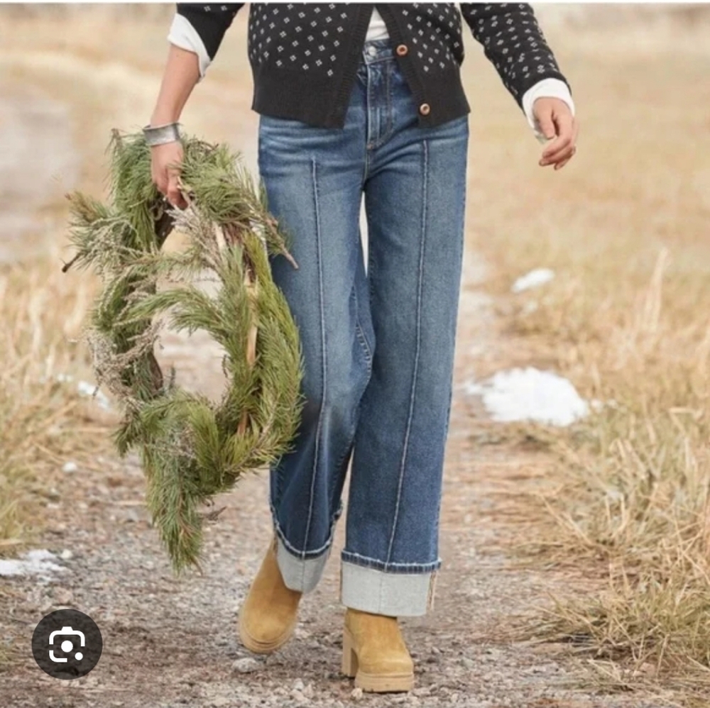 DRIFTWOOD Wide Leg Pintuck Jeans